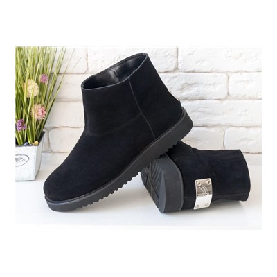 Женские ботиночки в стиле UGG из натуральной замши черного цвета, Коллекция Осень-Зима , Б-17113/1-01
