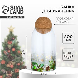 Банка для хранения новогодняя «Зимние истории», стекло, 800 мл