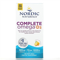 Nordic Naturals, Complete Omega-D3, со вкусом лимона, 565 мг, 120 капсул