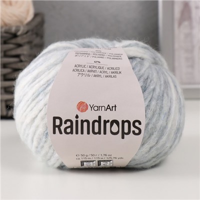 Пряжа для вязания спицами, крючком YarnArt, Raindrops, 18% шерсть, 35% полиамид, 47% акрил, 115 м/50 г, (2906 св. серо-белый)