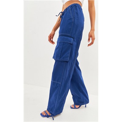 Брюки женские карго на резинке TP08-01-2017 синие