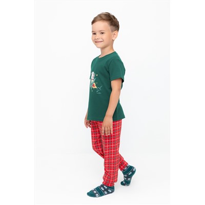 Пижама тем.зеленый, клетка Crockid