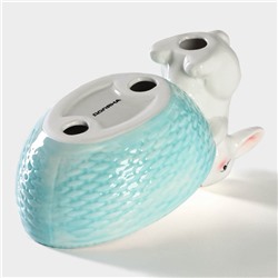 Конфетница Доляна «Зайка», 240 мл, 21.5×12.5×11.5 см, доломит, голубая