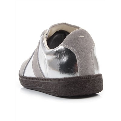 03-2106-2 DK. GREY/SILVER Кеды женские (натуральная кожа)