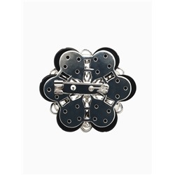 Брошь «Цветок» астры, чёрная в серебре