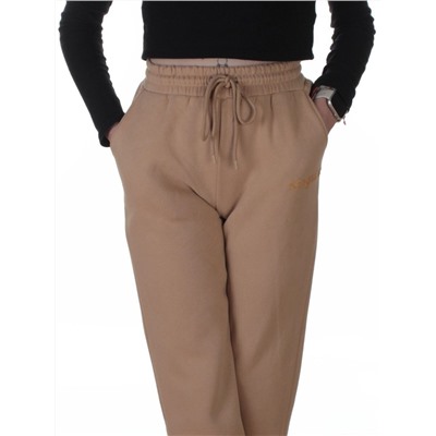 2623 BEIGE Штаны утепленные спортивные женские (85% хлопок, 10% полиэстер, 5% спандекс)