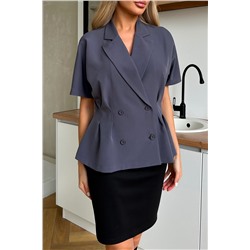 Жакет серый с короткими рукавами Абелия №5