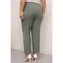 Брюки оливкового цвета укороченные из натурального льна Морис №9