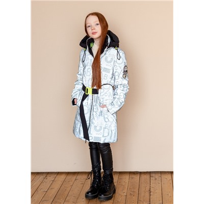 2107 Пальто на синтепоне серо-голубой/130