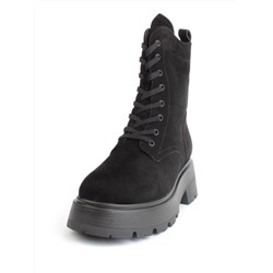 04-M2-1376 BLACK Ботинки зимние женские (натуральная замша, натуральный мех)