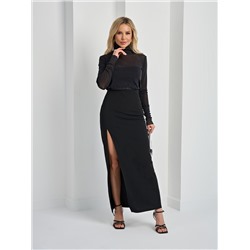 Юбка длинная чёрная с разрезом