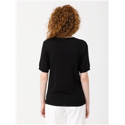 Джемпер вязаный чёрный с короткими рукавами