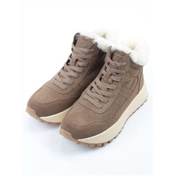 04-PAML08-2Z BROWN Ботинки зимние женские (натуральная замша, 100% шерсть, натуральный мех)
