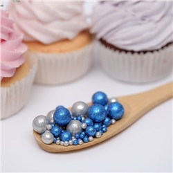 Посыпка кондитерская с мягким центром «Блеск»: синяя, серебряная, 50 г