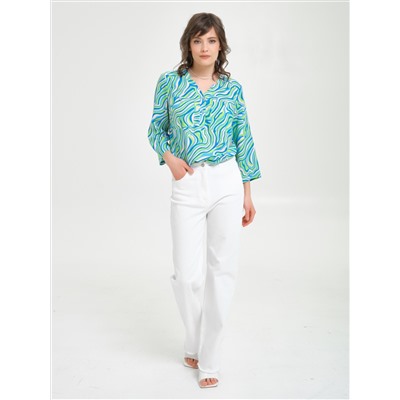 Блуза голубого цвета с рукавом 3/4