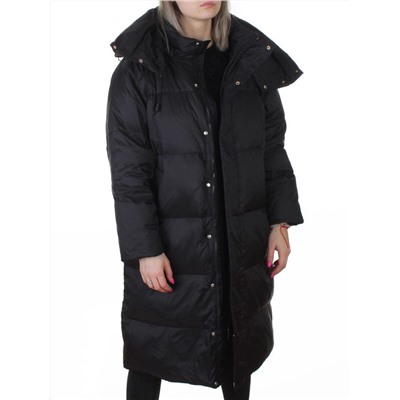 3063 BLACK Пальто пуховое женское оверсайз (утиный пух)