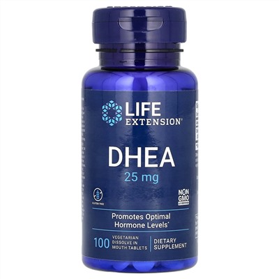 Life Extension, ДГЭА, 25 мг, 100 таблеток для рассасывания