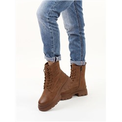 04-WD022-2M BROWN Ботинки зимние женские (натуральная кожа, 100% шерсть)