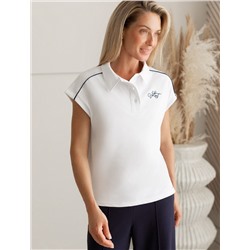 Футболка-поло из фактурного трикотажа