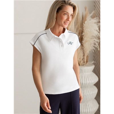 Футболка-поло из фактурного трикотажа