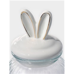 Банка для сыпучих Доляна «Зайка в золотом», 950 мл, с керамической крышкой, стекло, прозрачная