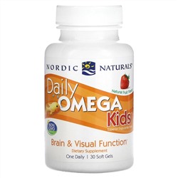 Nordic Naturals, Daily Omega Kids, со вкусом натуральных фруктов, 30 капсул