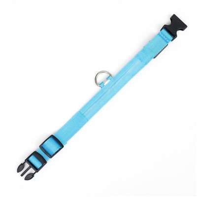 Ошейник с подсветкой, зарядка от USB, размер XL, ОШ 42-56 см, 3 режима, голубой