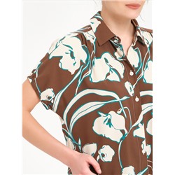 Блузка коричневая с принтом