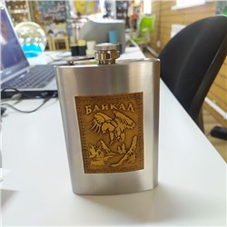 Фляжка Байкал Орел (металл, береста) 9oz  в/к