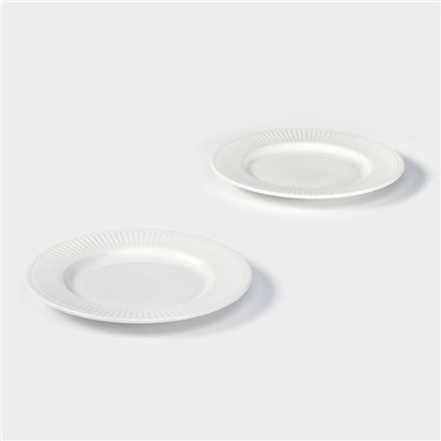 Тарелки Magistro Edne, 19×19×1.7 см, набор 2 шт., фарфор, белые