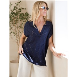 Удлиненный джемпер узорной вязки из 100% хлопка