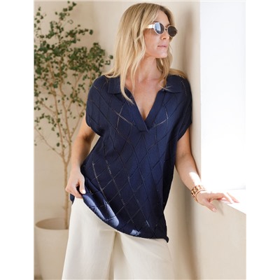 Удлиненный джемпер узорной вязки из 100% хлопка