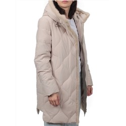 310 BEIGE Пальто зимнее стеганое женское (200 гр. холлофайбер, натуральная норка)