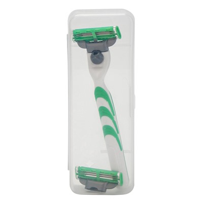 Станок Gillette Mach=3 + 2 сменные кассеты зеленый