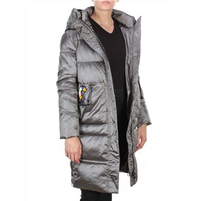 9106 DARK GREY Пальто зимнее женское  FLOWEROVE (200 гр. холлофайбера)