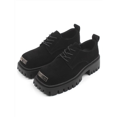 03-23120-6 BLACK Полуботинки демисезонные женские (натуральная замша)