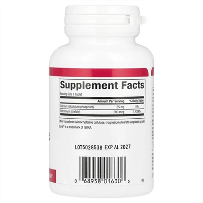 Natural Factors, хелат хрома с фактором толерантности к глюкозе (GTF), 500 мкг, 90 таблеток