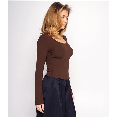 Лонгслив #КТ0140, шоколадный