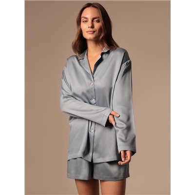 Пижама женская (рубашка, шорты) SL HOME Tensel Home, голубая