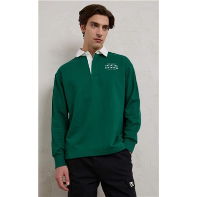 Футболка-поло д/р P411-0570 d.green