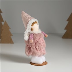 Интерьерная кукла текстильная «Девочка в тёплом розовом платьишке», 5.5×5.5×13.5 см