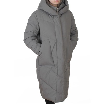 8836 GRAY/GREEN Пальто зимнее женское (150 гр. холлофайбер)