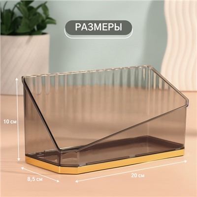 Органайзер для хранения «CALM», 1 секция, 20 × 8,5 × 10 см, цвет полупрозрачный/чёрный/золотистый