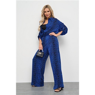 Брюки широкие синие с карманами