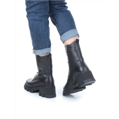 04-M2-5122 BLACK Ботинки зимние женские (натуральная кожа, натуральный мех)