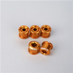 Бонки алюминиевые TOOPRE CN-02 12х12х9.6mm болт + гайка 8.5мм высота для крепления передних звёзд к системе шатунов. Набор 5 штук. Золотой