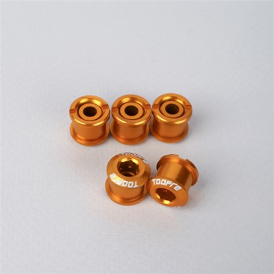 Бонки алюминиевые TOOPRE CN-02 12х12х9.6mm болт + гайка 8.5мм высота для крепления передних звёзд к системе шатунов. Набор 5 штук. Золотой