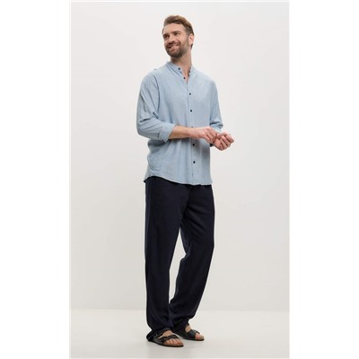 Брюки лен F511-0851 navy