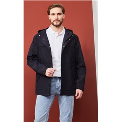 Ветровка мужская с несъемным регулируемым капюшоном F111-1302 тёмно-синяя