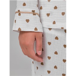 Блузка белая в сердечко из муслина с накладным карманом